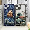 Японский пейзаж Волны Искусство Чехол для телефона для IPhone 16 15 14 13 12 Mini 11 Pro Max X XR XS SE2 7 8 16 Plus Мягкий прозрачный чехол