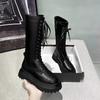 Fashion Ladies Boots with Laces Winter Knee High Shaft Lace-up Long Platform Shoes for Women Black Footwear Trend 2024 Fashion Novelty