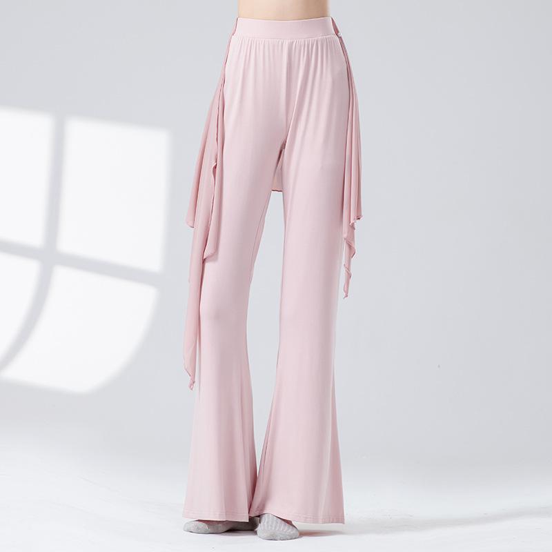 Одежда для современного танца Женские брюки с высокой талией, со шлейфом, свободные, с широкими штанинами, для взрослых, для практики классического танца, йоги, облегающие
