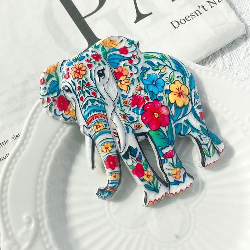 Милый слон Богемный узор Рельефный магнит из смолы Традиционный дизайн Стерео рельеф Для холодильника Сувенир из путешествия Магнитный