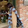Yu Shuxin Style Plaid Cashmere Scarf - Women's Winter Korean Fashion, Thick & Warm