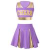Kids Girls Cheerleading Costume Cheerleader Uniform Sleeveless V Neckline Letter Print Crop Top with Elastic Waistband Skirt