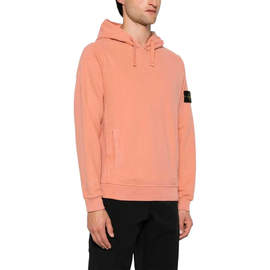 STONE ISLAND FW24 Однотонный пуловер с капюшоном на кулиске и принтом логотипа, свитер с длинным рукавом, мужской свитер, оранжевый 811560820-V0032