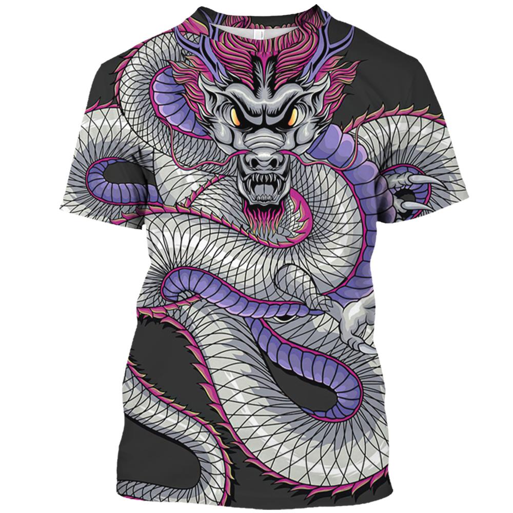 Vintage Men's T-Shirt 3D Print Dragon Pattern T Shirt Casual Short-Sleeved Top Summer Breathable Fitness Apparel Men Clothing