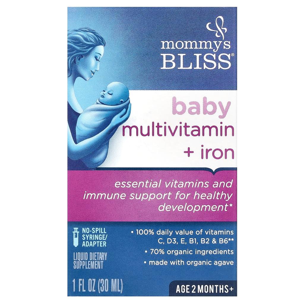 Mommy's Bliss, Мультивитамины и железо для младенцев, для детей от 2 месяцев, со вкусом винограда, 1 жидкая унция (30 мл)