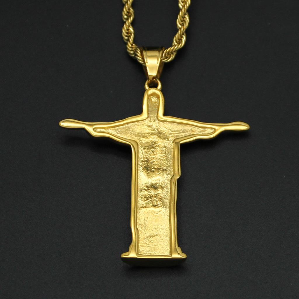 Christian Jesus Cross Rhinestone Necklace for Women Men Stainless Steel Choker Religion Pendants Jewelry Prayer Baptism Gifts