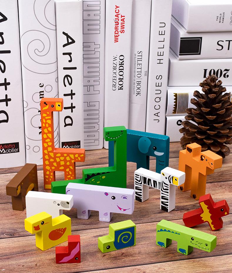 Деревянные 3D-пазлы-конструкторы в виде животных для раннего развития детей