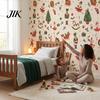 DIY Holiday Wall Splicing Paper Christmas Nutcracker Self-Adhesive Stickers, Thick PVC Wallpaper with Ballerina, Xmas Tree & Room Decor for