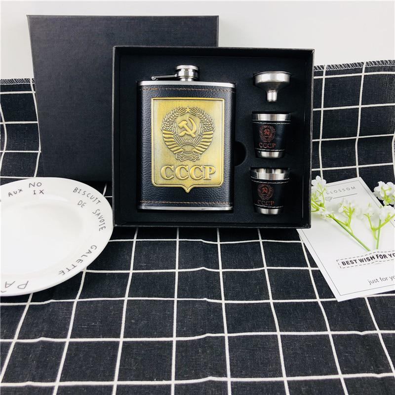 8 унций фляжка для виски 18/8 из нержавеющей стали для алкоголя и водки с подарочной коробкой и оберткой из искусственной кожи