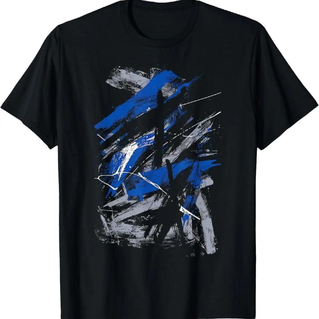 Сине-серые мазки _ Крутая графическая футболка _ L XL 2XL _ Мужская футболка