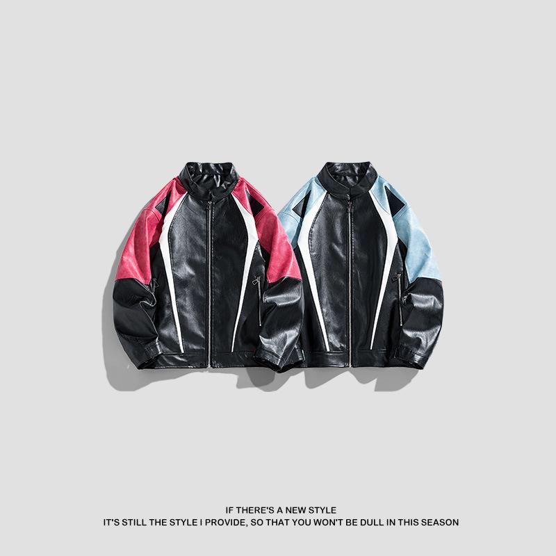 Американская повседневная куртка из искусственной кожи для мужчин, весна и осень, новая мотоциклетная куртка с воротником-стойкой, красивая и модная куртка для мужчин