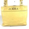 VERSACE vintage Sunburst logo Bag Tote Bag Shoulder Bag Embossed Leather yellow