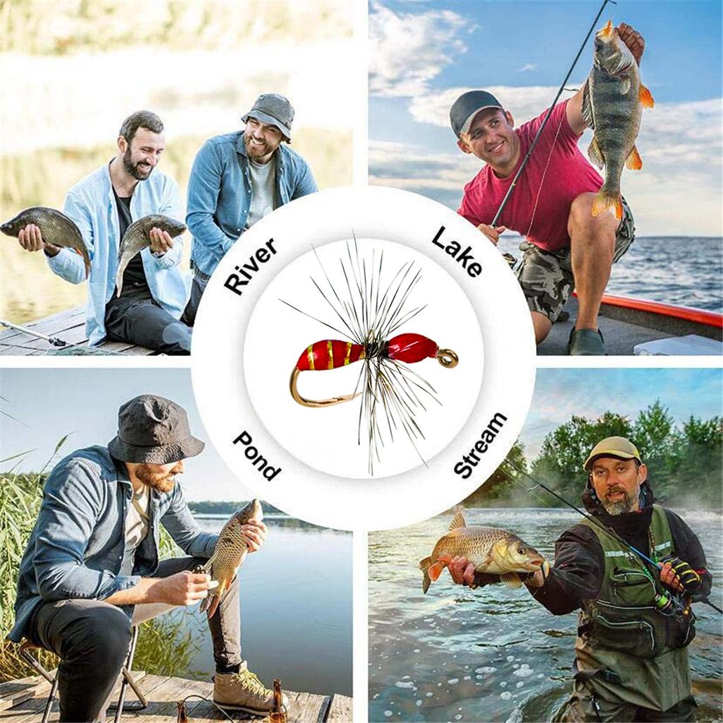 Приманка для муравьев Гриффита из 5 частей, крючок из углеродистой стали. Подходит для ловли форели, морского окуня, лосося и т. д.. - С коробкой для мух