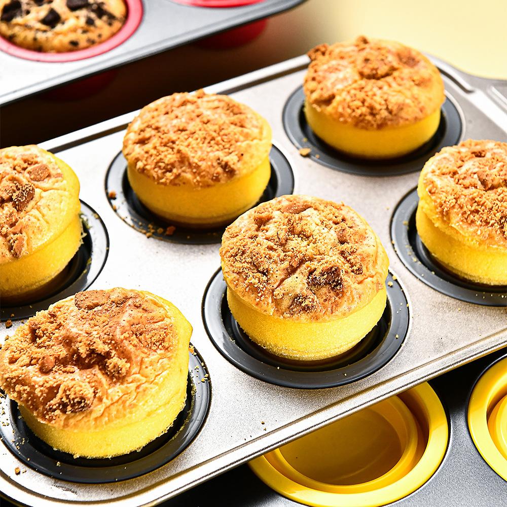 Складная круглая силиконовая форма для мини-кексов, кексов, печенья, помадки, противень с антипригарным покрытием, форма для пудинга, парового пирога, инструмент для выпечки