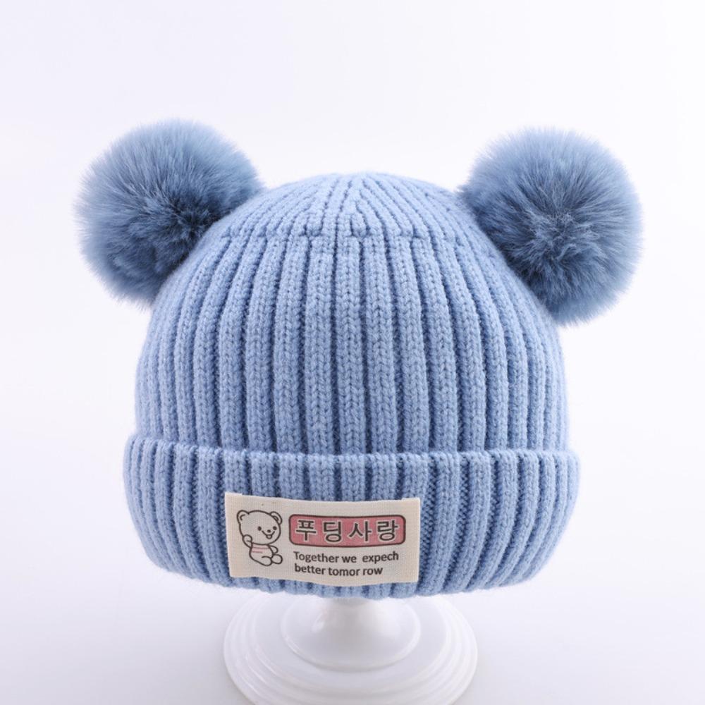 Плюшевый помпон Зимняя шапка Однотонные шапки-бини Новая детская теплая шапка Мальчики Девочки