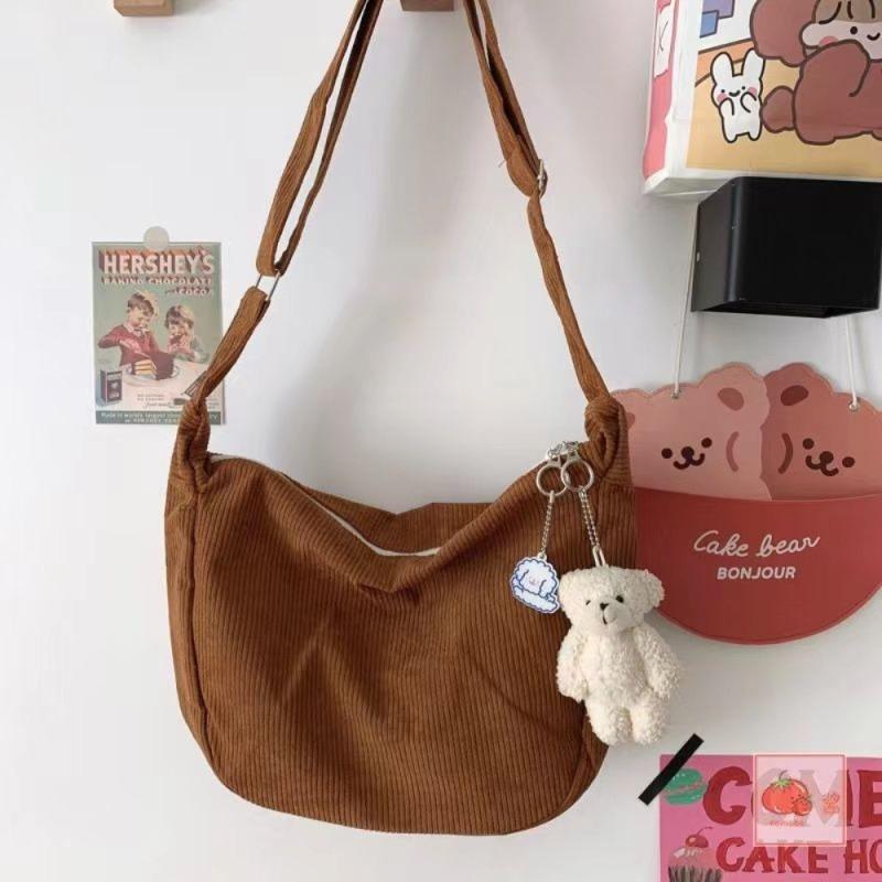 Сплошная вельветовая сумка через плечо, модная корейская повседневная сумка на плечо, большая вместительная женская сумка в ленивом стиле