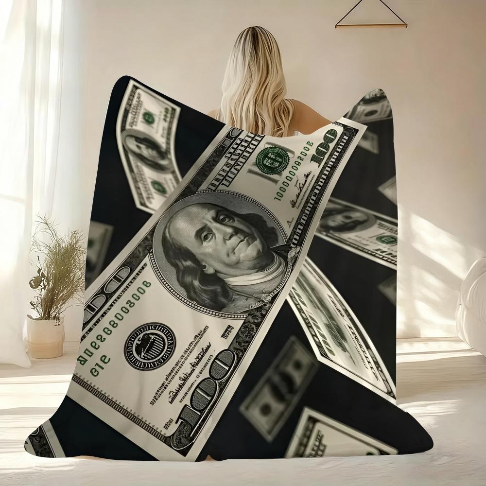 US Dollars Throw Soft Flannel AC Blanket Lightweight Summer Nap Throw Cozy Blanket for Sofa Bed Travel Home