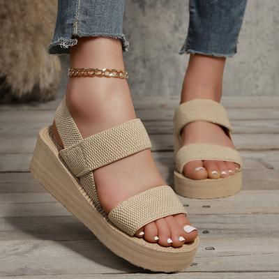2024 летние новые женские босоножки с открытым носком на платформе и толстой подошве, эластичные женские туфли на танкетке