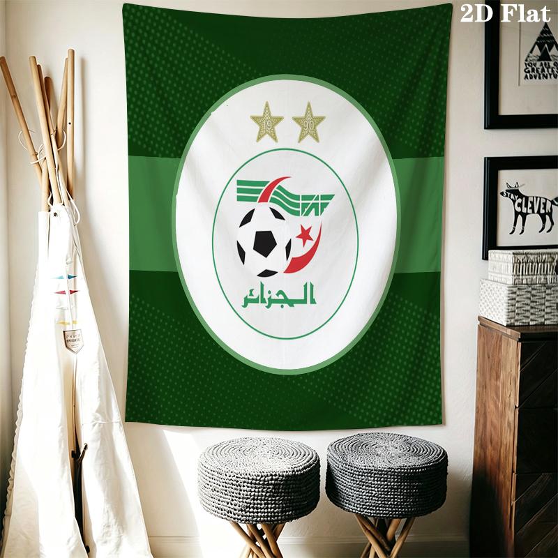 Algerian Football Wall Tapestry Aesthetic Wall Hanging Printed Fabric Blanket Decorative Tapestries for Bedroom Living Room Home Decor