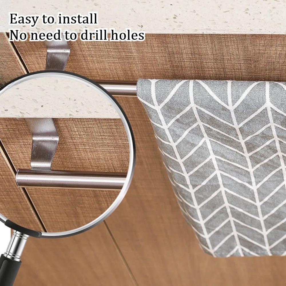 Одинарный держатель для полотенец, неперфорированный, для подвешивания полотенец, без сверления, для задней стенки дверцы шкафа, для кухни, ванной комнаты, для вешалки для полотенец