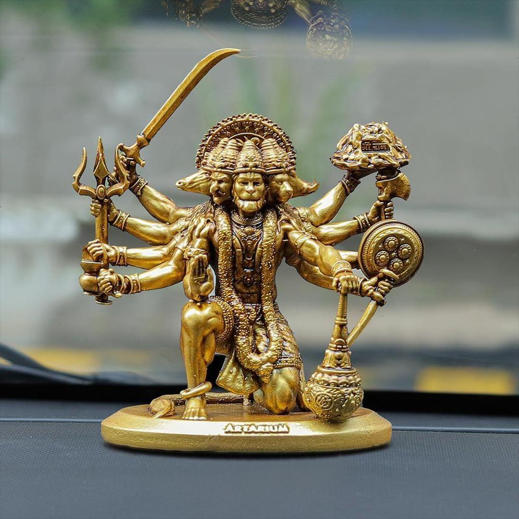 Panchmukhi Hanuman Idol for Car Dashboard & Home Decor, Bajrangbali Murti Pavan Putra Sankat Mochan Hanuman Statue Showpiece