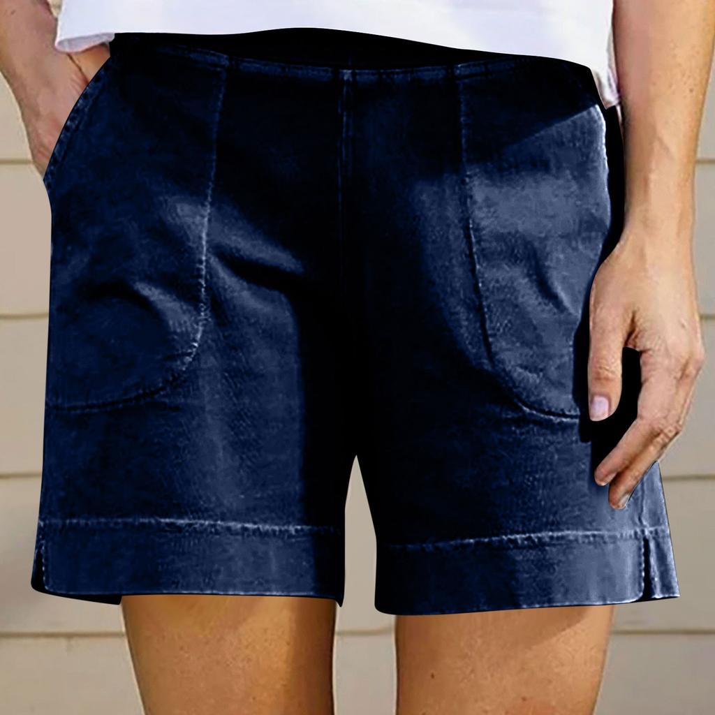 Женские повседневные летние эластичные пляжные шорты однотонные повседневные шорты