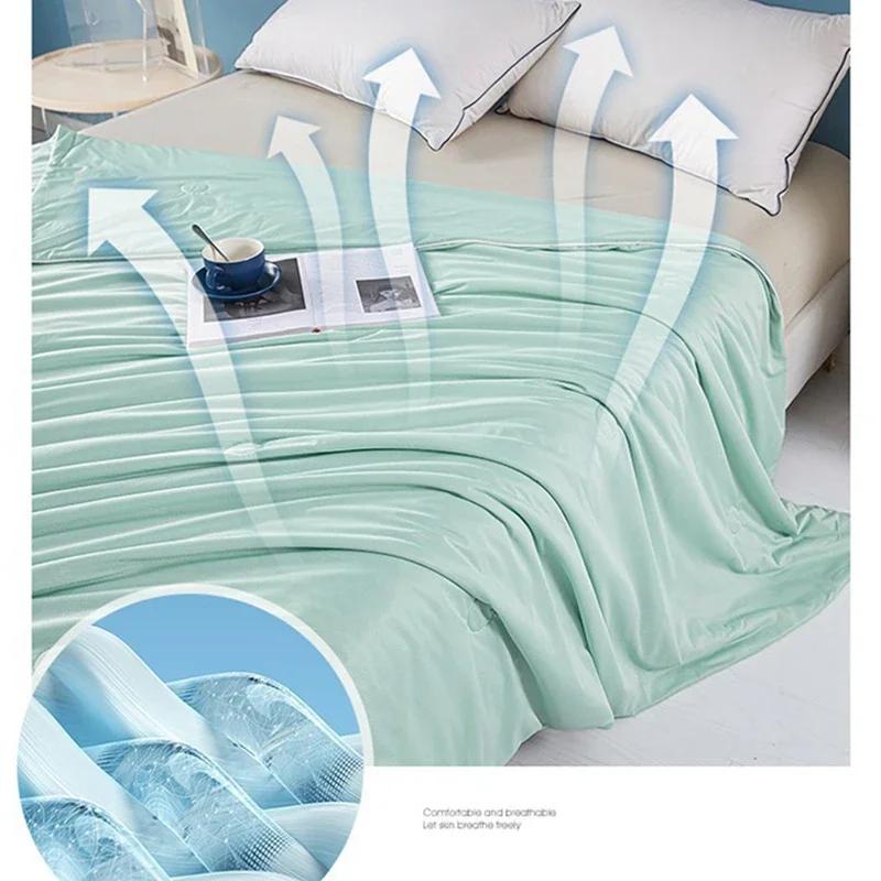 Ice Silk Summer Air Conditioning Cooling Quilt Comforter Lightweight Blankets Skin-friendly Breathable Water Washable Fabric