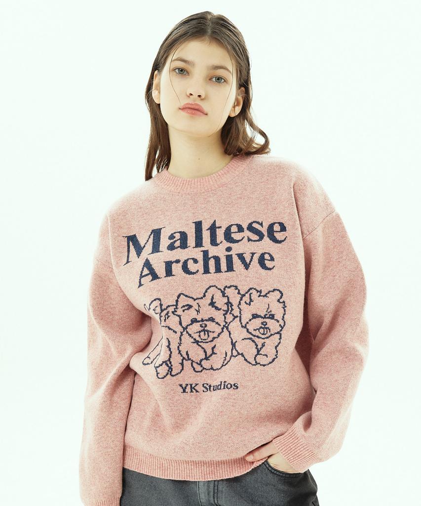 WAIKEI Maltese Archive Line Graphic Knit Pink