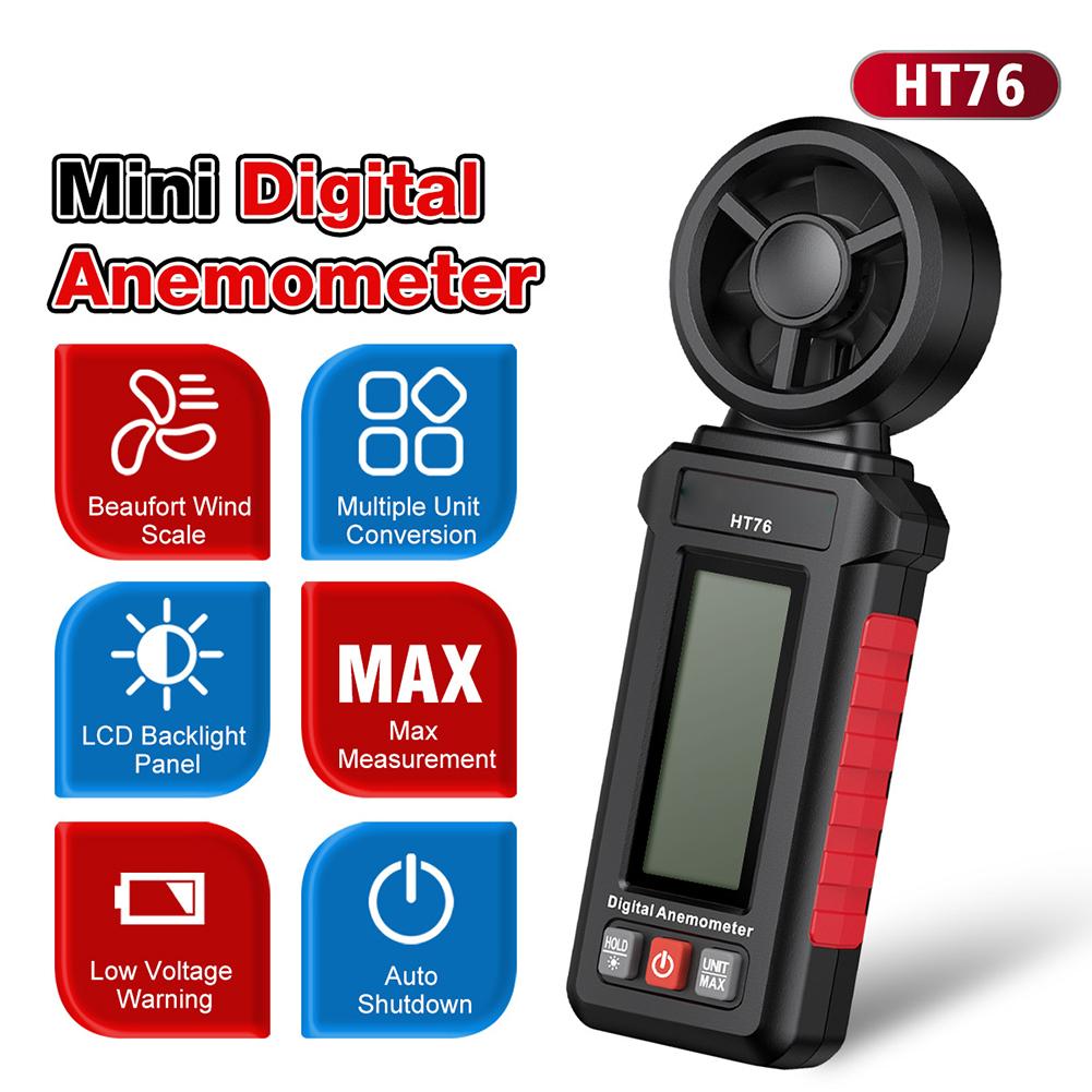 HT76 Anemometer Handheld Wind-Speed Meter With Backlight 0.7~30 M/S For Outdoor Sailing Flying Weather Measurement Gauge