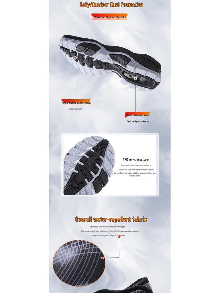 Детские зимние ботинки с высоким голенищем и флисовой подкладкой: Зимние ботинки с нескользящими стальными когтями для мальчиков и девочек
