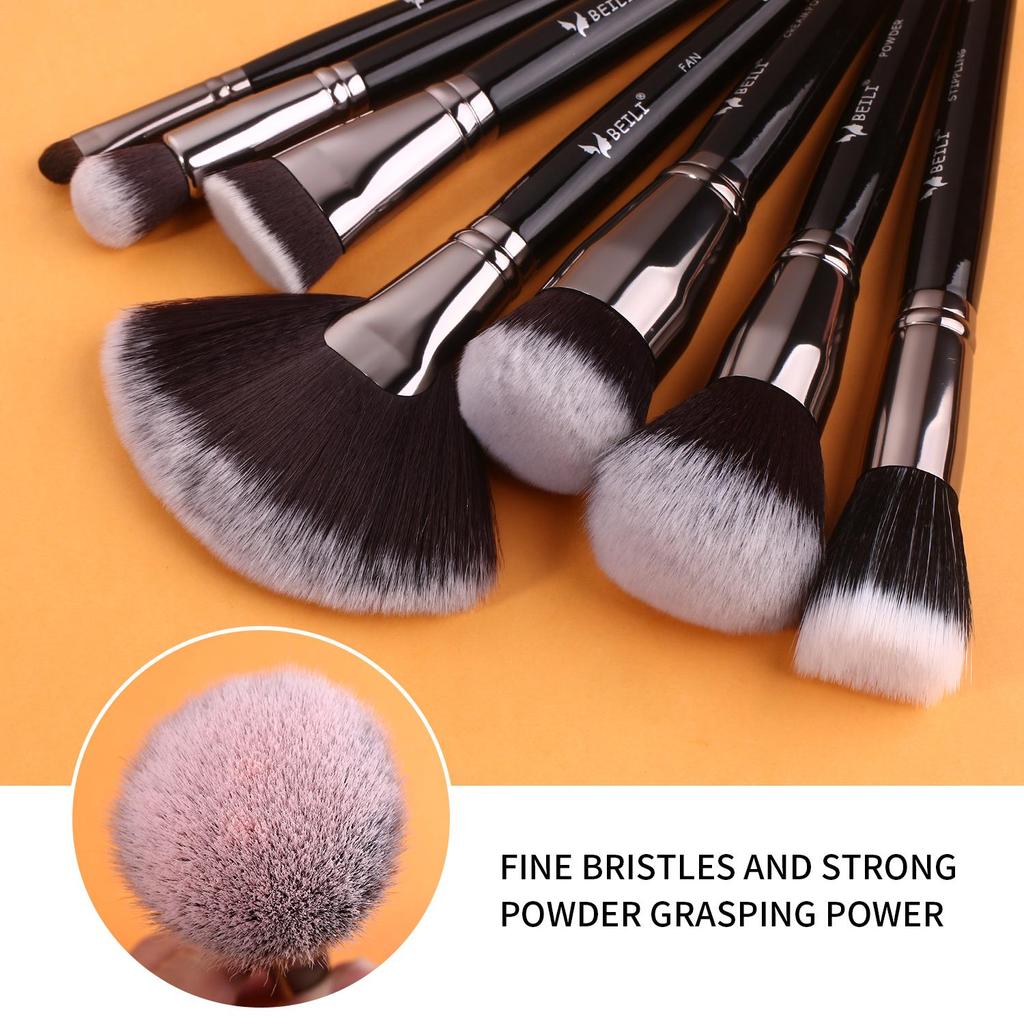 BEILI Профессиональный набор кистей для макияжа, 25/15 шт., премиальная синтетическая основа кабуки, пудра для лица, румяна, консилеры, тени для век, набор кистей для макияжа