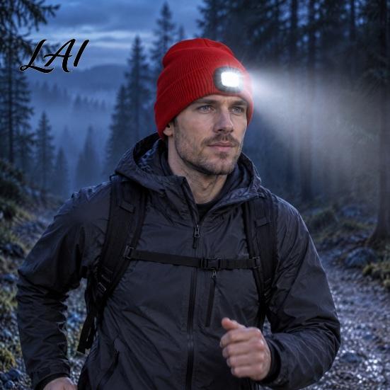 Hands Free LED Hat for Daily Life Knitted with Detachable Light Rechargeable Warm Winter Cap Outdoor Sports Built in Flashlight Safety Illumination