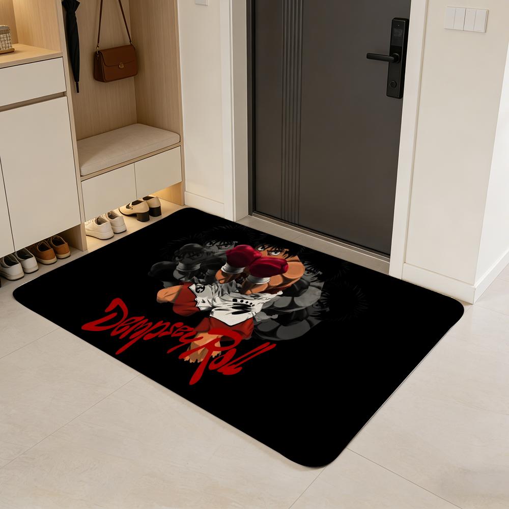anime H-Hajime no Ippo Floor Mat Flannel Door Mat Non-Slip Absorbent Washable Indoor Home Rug