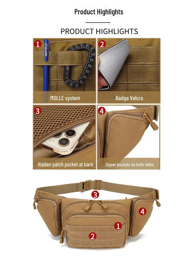 Водонепроницаемая камуфляжная поясная и нагрудная сумка для активного отдыха - унисекс, многофункциональная для рыбалки
