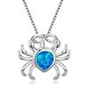 Модное милое ожерелье с подвеской в виде краба для женщин, инкрустированное синим имитационным опалом, свадебная бижутерия, подарки на день рождения