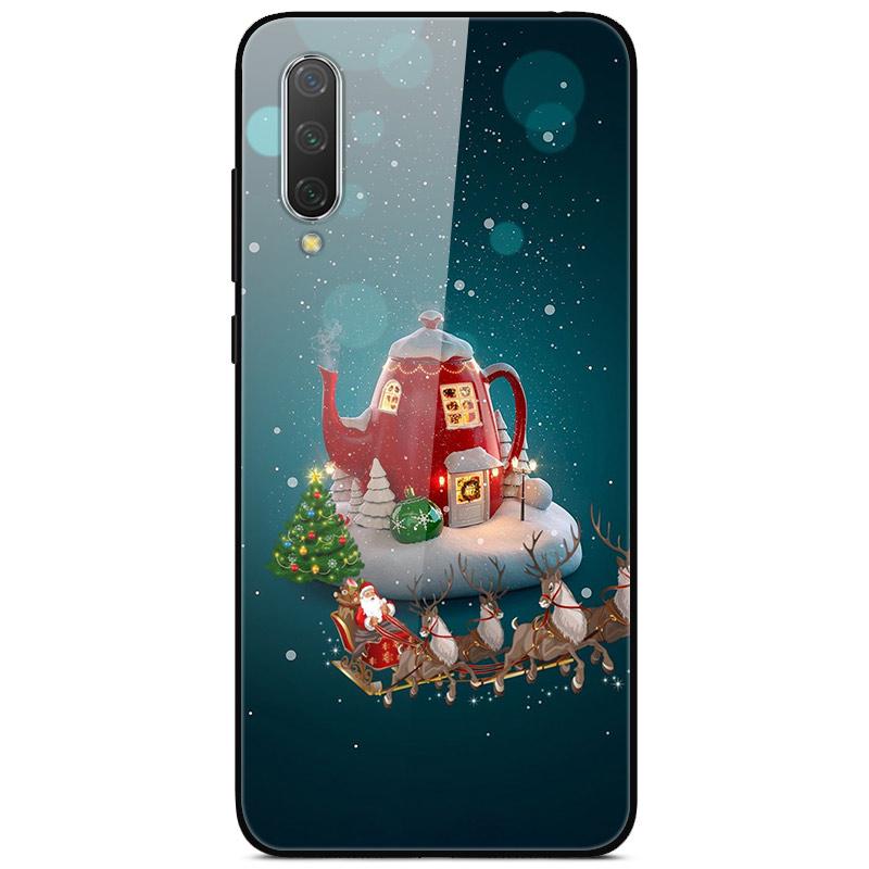 New Year Christmas Case For Xiaomi Mi 9 Lite CC9 CC9E A3 9T SE Tempered Glass Hard Cover For Redmi Note 8T 8 7 K20 Pro Bumper