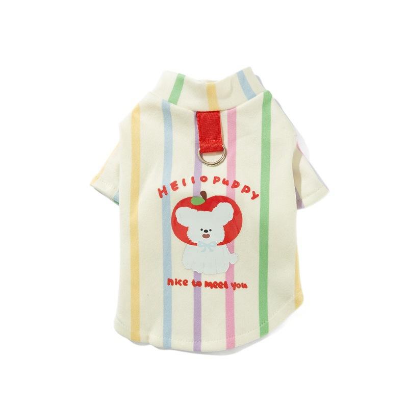 Autumn and Winter Dog Clothes Striped Shirt Thin Bottoming Shirt Medium and Small Dog Teddy Bear Cat Pet Clothes