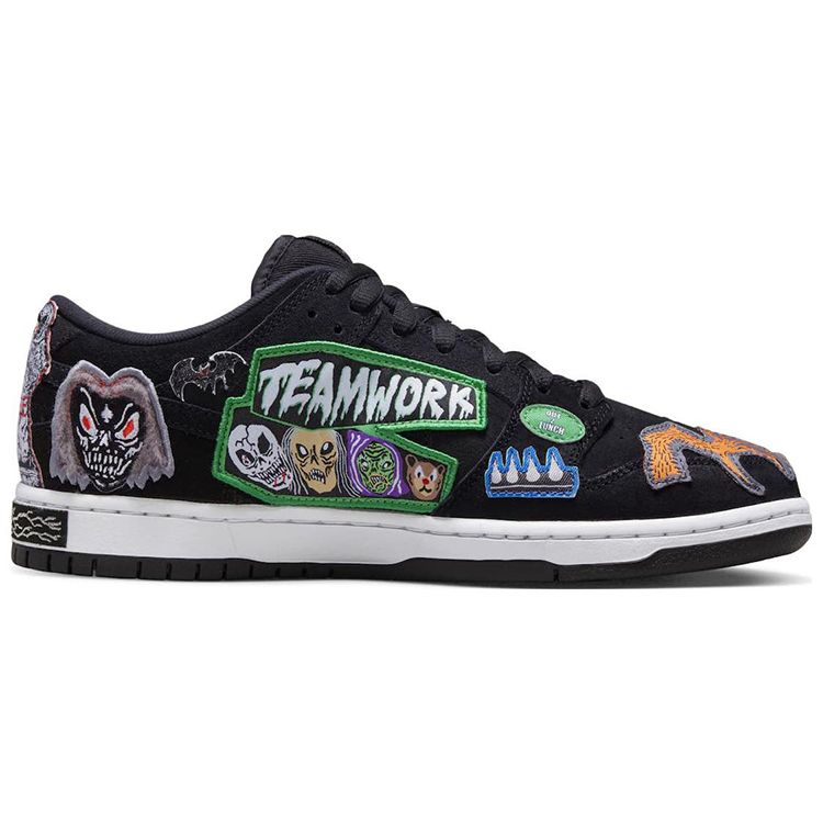 Neckface X Nike Dunk Low Pro SB Unisex Sneakers Black White Multi-Color DQ4488-001