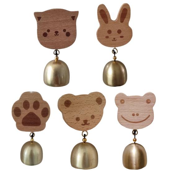 Дверной звонок с изображением мультяшного животного и клейкой заплаткой, сладкий звук, простая установка, декоративный дверной звонок, деревянный дверной звонок, подарок на открытие домашнего магазина на день рождения