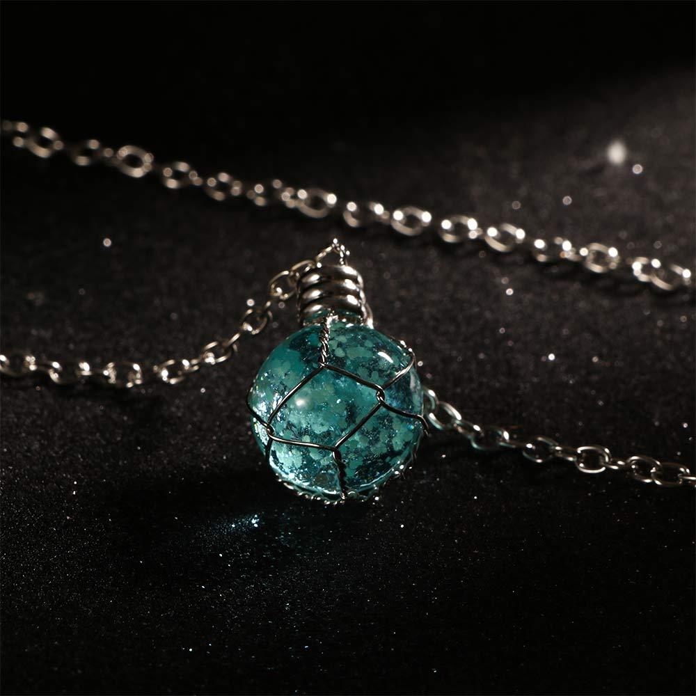 Fashion Green&Blue Steampunk Crystal Creative Magic Chic Pendant Luminous Jewelry Ball Necklace