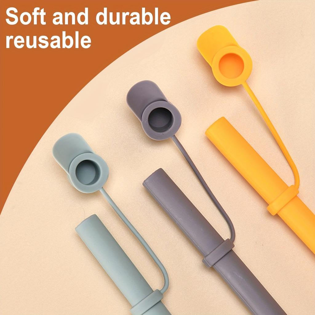 D5 6 Pack Silicone Straws with Cap Lids - 31cm/12 In Long Reusable Replacement Straw, Fit for 40 Oz 30 Oz Tumbler/Water Bottle