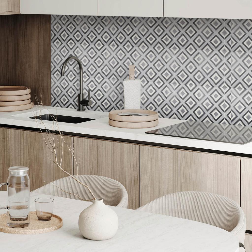 Komplet Kafelków Pcv Z Dekorem Do Kuchni Lub Łazienki Geometryczny Wzór Rombów 10X40X20 Cm