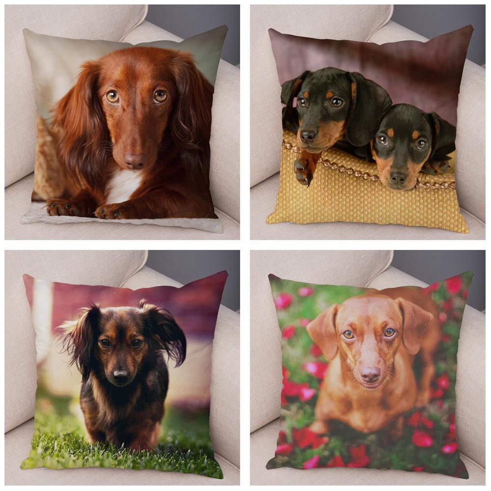 Mini Dachshund Cushion Cover Decor Pet Animal Pillowcase Sofa Home Children's Room Pillowcase