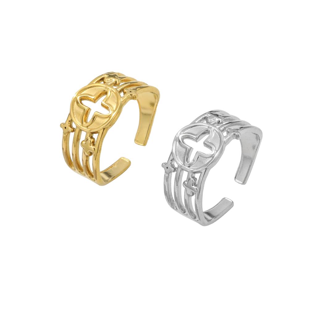 Кольцо из титановой стали с отверстием под четырехлистный клевер, женское, регулируемое, для пары, кольцо из нержавеющей стали