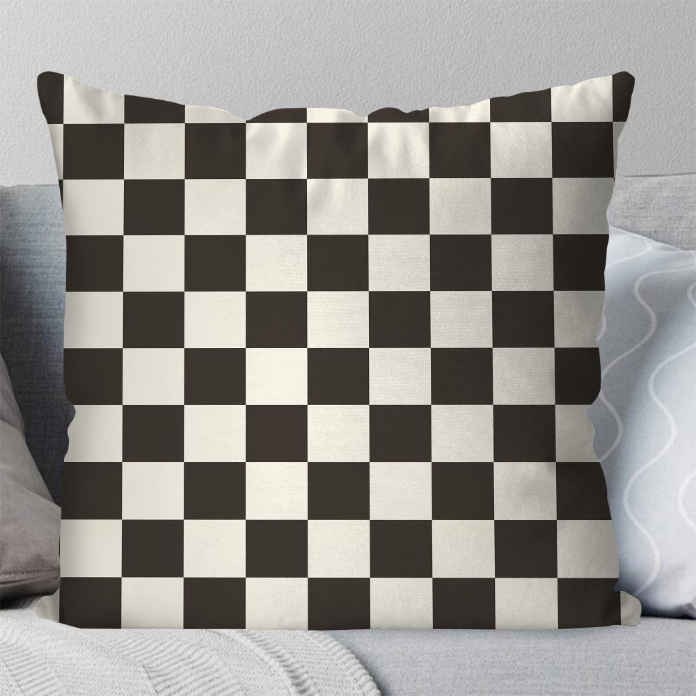 Checkerboard Grid Pillow Case Square Pillow Bedroom Sofa Leisure Comfort Cushion Car Living Room Home Decoration 40X40