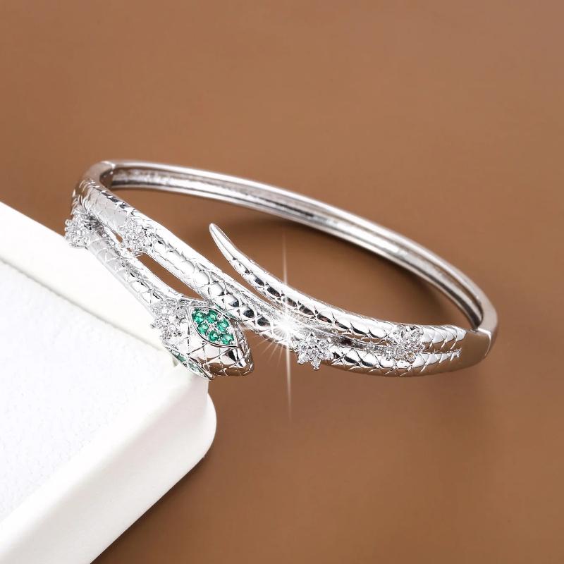 Personality Animal Snake-Shaped Design Synthetic Zirconia Women's Bracelet for Banquet Gift Jewelry Accessories