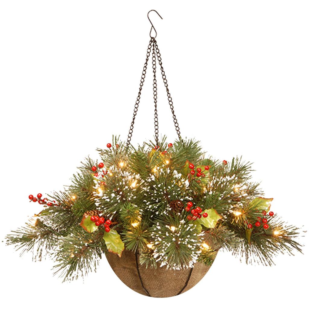 Christmas Wreath Mixed Decorations And Led Lights-Frosted Berries