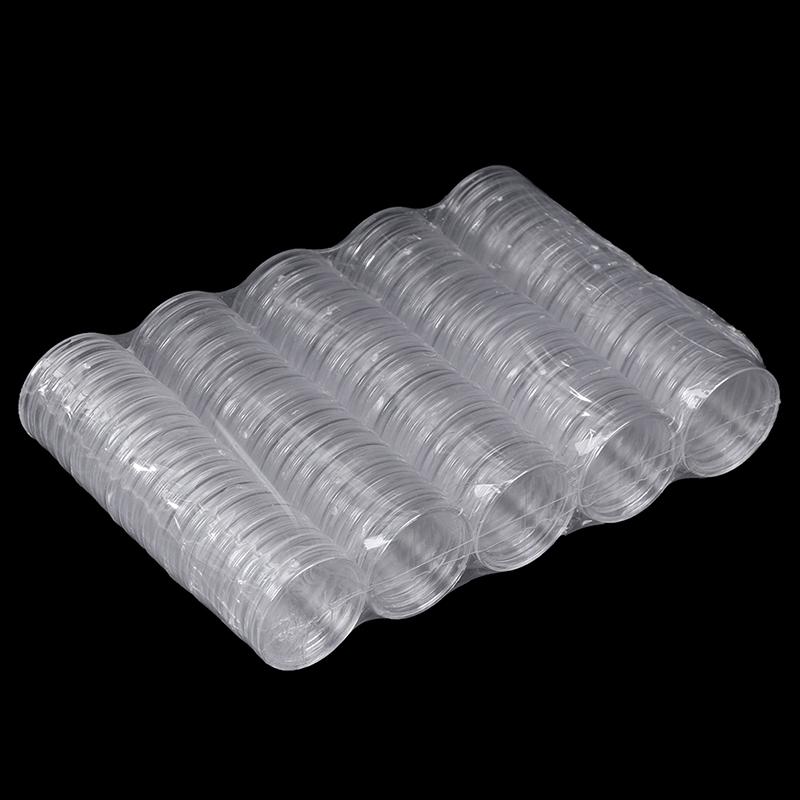 100Pcs 27Mm Coin Holder Capsule Storage Case Display Box Round Display Cases
