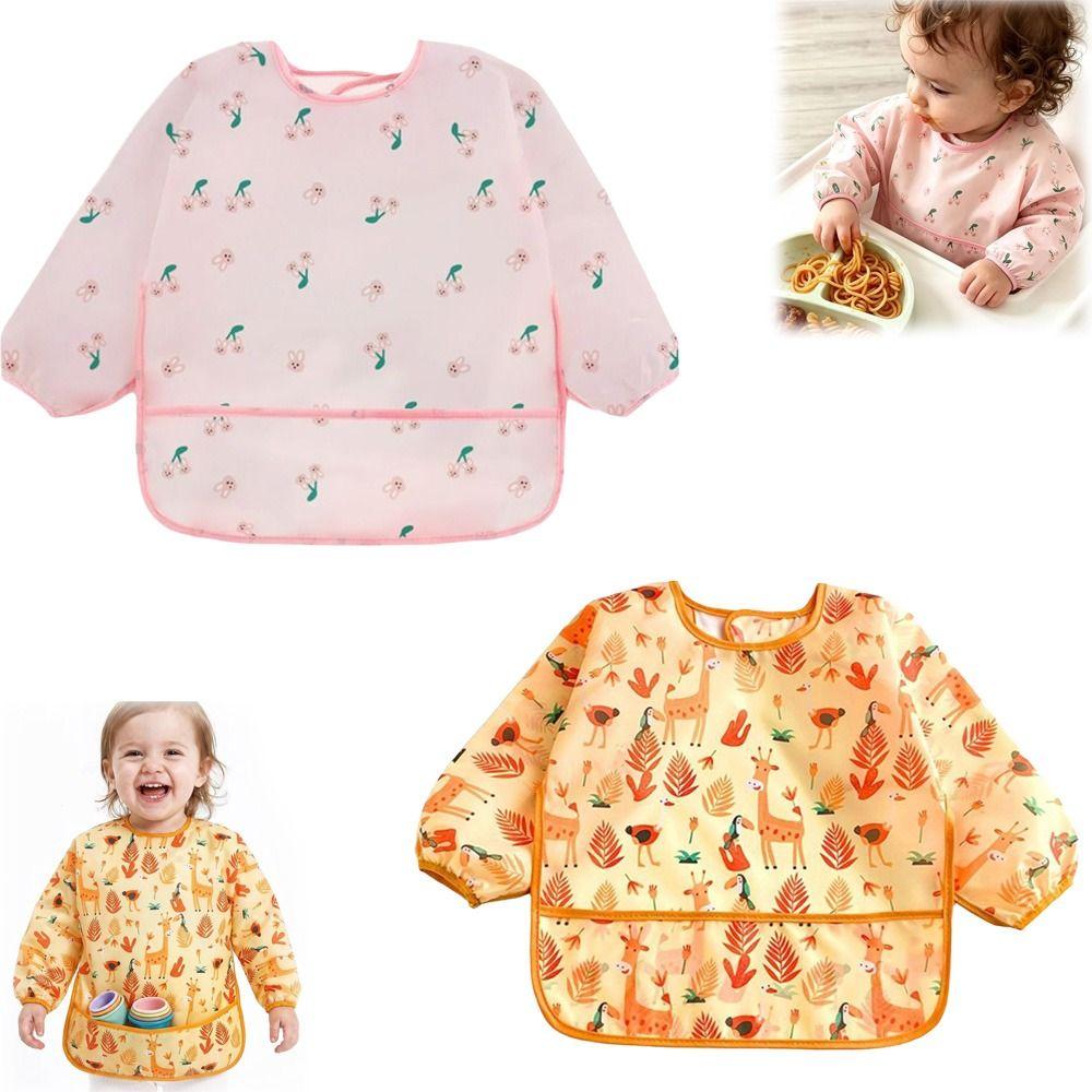 Adjustable Neckline Baby Bibs Waterproof Kids Art Smock New Toddler Painting Apron Baby Feeding