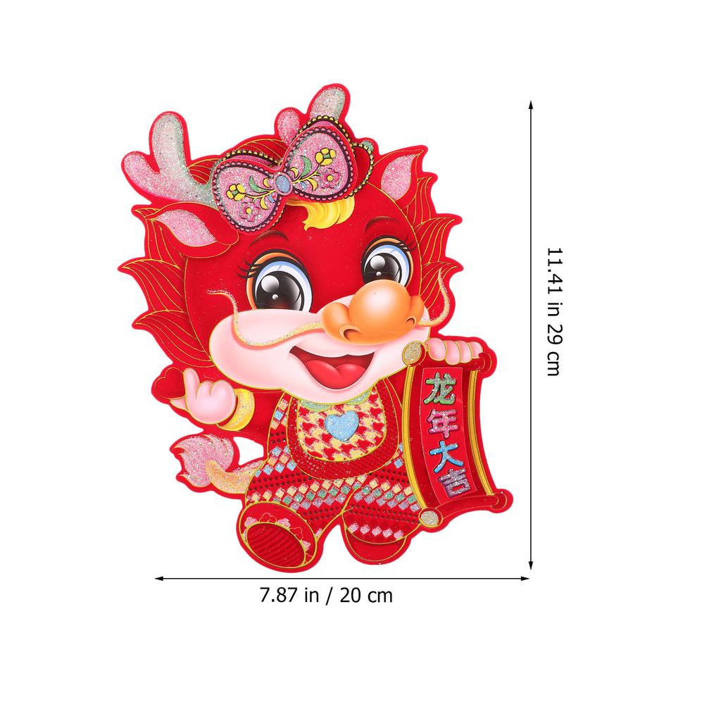 2Pcs Dragon Window Decals Chinese New Year Decoration Set Strong Adhesive Door Wall Stickers for Holiday Party Home Garden Decor